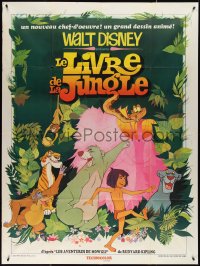 3y0069 JUNGLE BOOK French 1p 1968 Walt Disney cartoon classic, great image of Mowgli & friends!