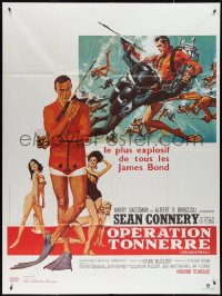 3y0082 THUNDERBALL French 1p R1980s art of Sean Connery as James Bond 007 by McGinnis and McCarthy!