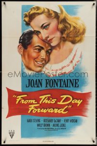 3y0855 FROM THIS DAY FORWARD 1sh 1946 romantic art of pretty Joan Fontaine & Mark Stevens!