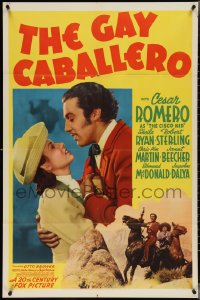 3y0861 GAY CABALLERO 1sh 1940 Cesar Romero as The Cisco Kid loves pretty Sheila Ryan, ultra rare!