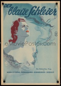 3y0454 MODRY ZAVOJ German 12x17 1943 striking art of sexy Vlasta Matulova in Blue Veil, ultra rare!