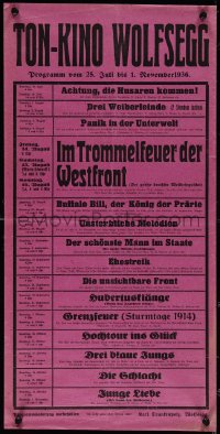 3y0458 TON-KINO WOLFSEGG German 12x25 1936 playing Trommelfeuer der Westfront and more, ultra rare!