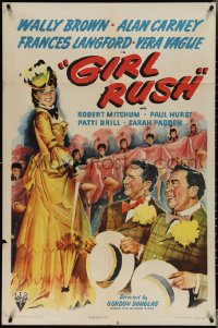 3y0867 GIRL RUSH 1sh 1944 art of Wally Brown, Allan Carney & pretty Frances Langford!