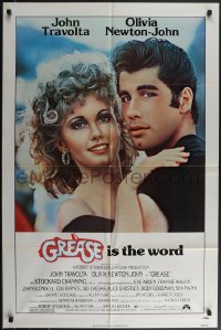 3y0876 GREASE 1sh 1978 c/u of John Travolta & Olivia Newton-John in a most classic musical!