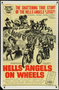 3y0890 HELLS ANGELS ON WHEELS 1sh 1967 shattering true story of the Hells Angels of California!