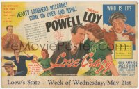 3y1246 LOVE CRAZY herald 1941 great images of William Powell in drag & with pretty Myrna Loy!