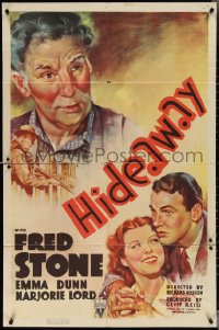 3y0892 HIDEAWAY 1sh 1937 great artwork of Fred Stone, Emma Dunn!