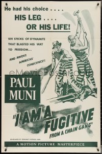 3y0902 I AM A FUGITIVE FROM A CHAIN GANG 1sh R1956 great art of convict Paul Muni on a chain gang!