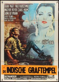 3y0103 INDIAN TOMB Italian 1p R1961 Fritz Lang, art of sexy Debra Paget by Luigi Martinati!