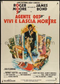 3y0105 LIVE & LET DIE Italian 1p R1970s art of Roger Moore as James Bond & sexy tarot cards!