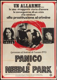 3y0110 PANIC IN NEEDLE PARK Italian 1p 1972 Al Pacino & Kitty Winn, addicts in love, ultra rare!