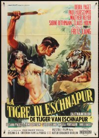 3y0113 TIGER OF ESCHNAPUR Italian 1p R1961 Fritz Lang, art of sexy Debra Paget by Martinati!