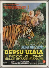 3y0088 DERSU UZALA Italian 2p 1976 Akira Kurosawa Oscar winner, different Ciriello tiger art!