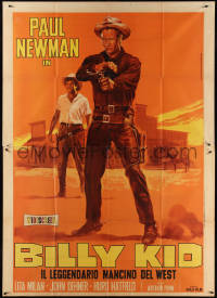 3y0090 LEFT HANDED GUN Italian 2p R1970 different art of Paul Newman as Billy the Kid by Piovano!