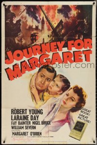 3y0921 JOURNEY FOR MARGARET style C 1sh 1942 Margaret O'Brien in her first starring role, ultra rare!