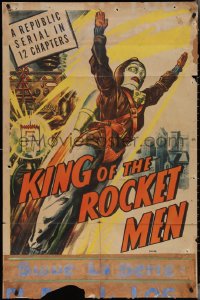 3y0929 KING OF THE ROCKET MEN 1sh 1949 cool pulp-like art of him flying, Republic serial!