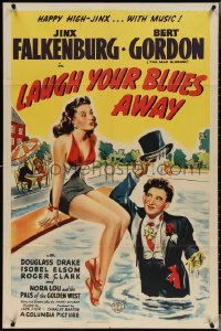 3y0935 LAUGH YOUR BLUES AWAY 1sh 1942 super sexy Jinx Falkenburg, Bert Gordon, The Mad Russian!