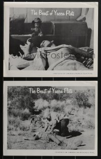 3y0725 BEAST OF YUCCA FLATS 2 LCs R1960s woman in bed, wrestler Tor Johnson over dead bodies!