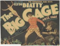 3y0514 BIG CAGE TC 933 art of Clyde Beatty, sexy Anita Page on trapeze & wild animals, ultra rare!