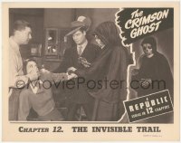 3y0592 CRIMSON GHOST chapter 12 LC 1946 spooky title character menacing woman, The Invisible Trail!