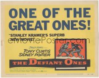 3y0522 DEFIANT ONES TC 1958 escaped cons Tony Curtis & Sidney Poitier chained together fighting!