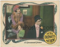 3y0622 HOT NEWS LC 1928 sexy Bebe Daniels in fur-lined dress sits on desk in newspaper office!