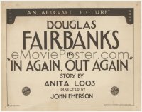 3y0535 IN AGAIN OUT AGAIN TC 1919 Douglas Fairbanks Sr. goes to jail for public intoxication, rare!