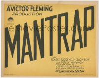 3y0545 MANTRAP TC 1926 Ernest Torrence, Clara Bow, Percy Marmont, Victor Fleming silent, ultra rare!