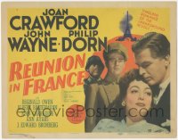 3y0558 REUNION IN FRANCE TC 1942 Joan Crawford between John Wayne & Philip Dorn in WWII, ultra rare!