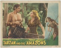 3y0661 TARZAN & THE AMAZONS LC 1945 c/u of barechested Johnny Weissmuller & Brenda Joyce as Jane!