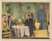 3y0677 WOMAN IN GREEN LC 1945 Boulton & Basil Rathbone as Holmes watch Paul Cavanagh & Hillary Brooke