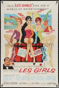 3y0938 LES GIRLS 1sh 1957 Fernie art of Gene Kelly + sexy Mitzi Gaynor, Kay Kendall & Taina Elg!