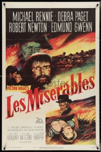 3y0939 LES MISERABLES 1sh 1952 Michael Rennie as Jean Valjean, Debra Paget, Victor Hugo!