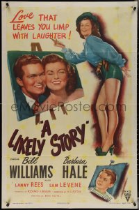 3y0941 LIKELY STORY 1sh 1946 sexy artist Barbara Hale, Bill Williams, leaves you limp with laughter!