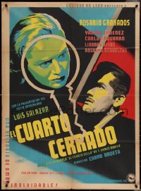 3y0381 EL CUARTO CERRADO Mexican poster 1952 sexy Rosario Granados in key, Jimenez, ultra rare!