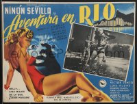 3y0047 AVENTURA EN RIO Mexican LC 1953 Ninon Sevilla dancing + sexy border art by Josep Renau!