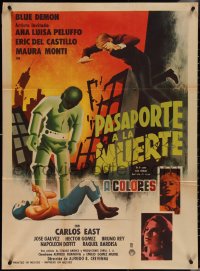 3y0385 PASAPORTE A LA MUERTE Mexican poster 1968 lucha libre masked wrestling action art!