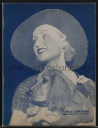 3y1216 CAROLE LOMBARD notebook 1930s cover portrait of the beautiful Paramount star with her dog!