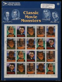 3y1218 CLASSIC MOVIE MONSTERS postage stamp sheet 1996 Frankenstein, Dracula, Mummy, Wolf Man