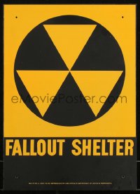 3y0422 FALLOUT SHELTER 10x14 metal sign 1960s for designated areas to take cover from radiation!