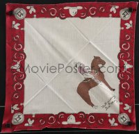 3y0431 TOM MIX kerchief 1920s great art of the western cowboy star on his horse Tony, Best Wishes!