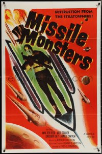 3y0962 MISSILE MONSTERS 1sh 1958 aliens bring destruction from the stratosphere, wacky sci-fi art!