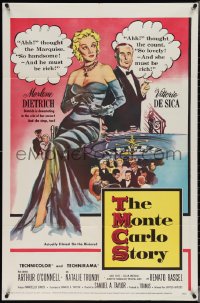 3y0967 MONTE CARLO STORY 1sh 1957 Dietrich, Vittorio De Sica, high stakes, low cut gowns!