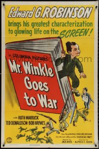 3y0971 MR. WINKLE GOES TO WAR 1sh 1944 art of Edward G. Robinson jumping from Theodore Pratt novel!