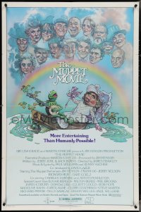 3y0974 MUPPET MOVIE 1sh 1979 Jim Henson, Drew Struzan art of Kermit the Frog & Miss Piggy on boat!