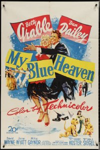 3y0976 MY BLUE HEAVEN 1sh 1950 great art of sexy dancer Betty Grable & Dan Dailey too!