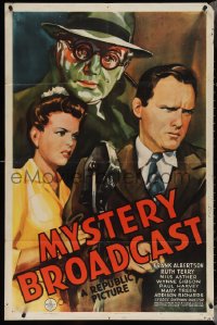 3y0979 MYSTERY BROADCAST 1sh 1943 Frank Albertson & Ruth Terry with shadowy man!