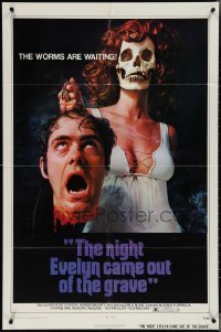 3y0983 NIGHT EVELYN CAME OUT OF THE GRAVE 1sh 1972 wild image of skeleton woman w/severed head!