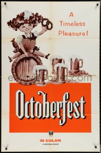 3y0987 OCTOBERFEST 1sh 1970s great image of German maiden sitting on a keg of beer, ultra rare!