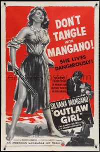 3y0998 OUTLAW GIRL 1sh 1955 full-length art of sexy Silvana Mangano, she lives dangerously!